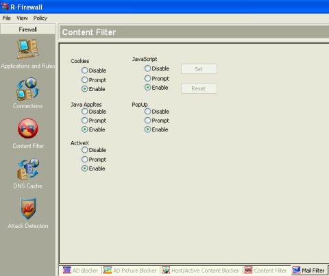 Параметры фильтра для электронной почты