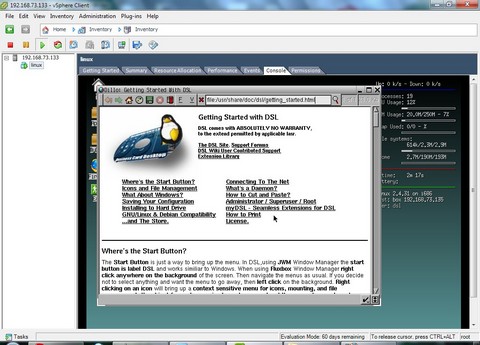 Linux запущен в виртуальной машине vSphere