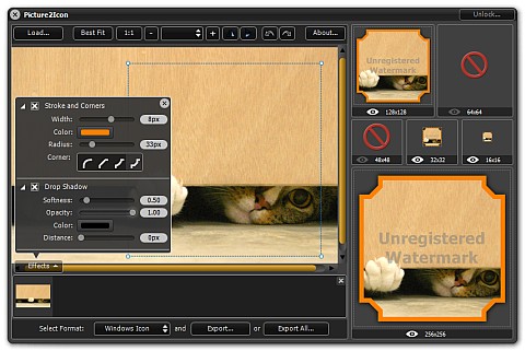 Загруженная картинка и настройки