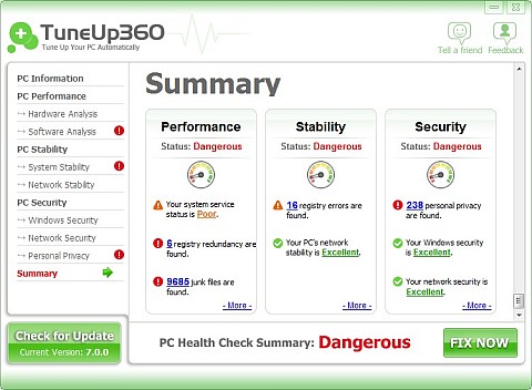 PC Health Check работает с помощью TuneUp360