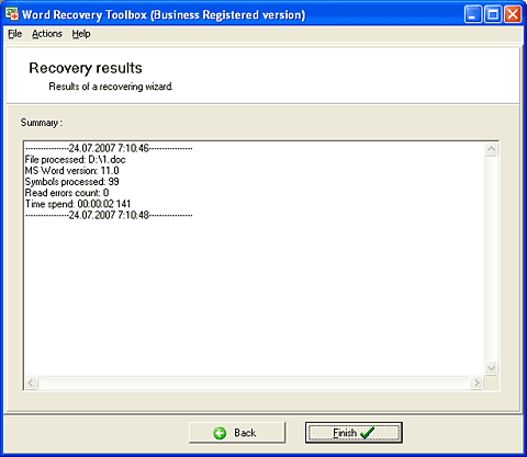Recovery ToolBox for Word