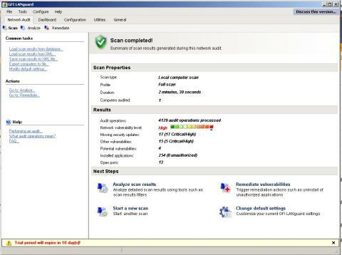Основной интерфейс GFI LANguard