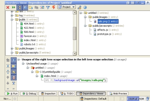 �������� ������������ � ������� Dependency Viewer 