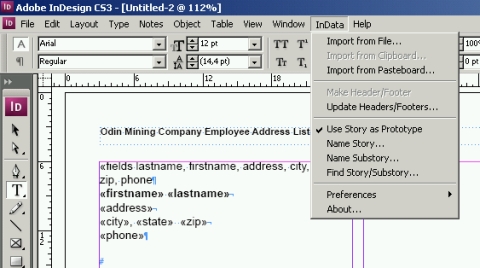 ���� � ������� ��������� InData