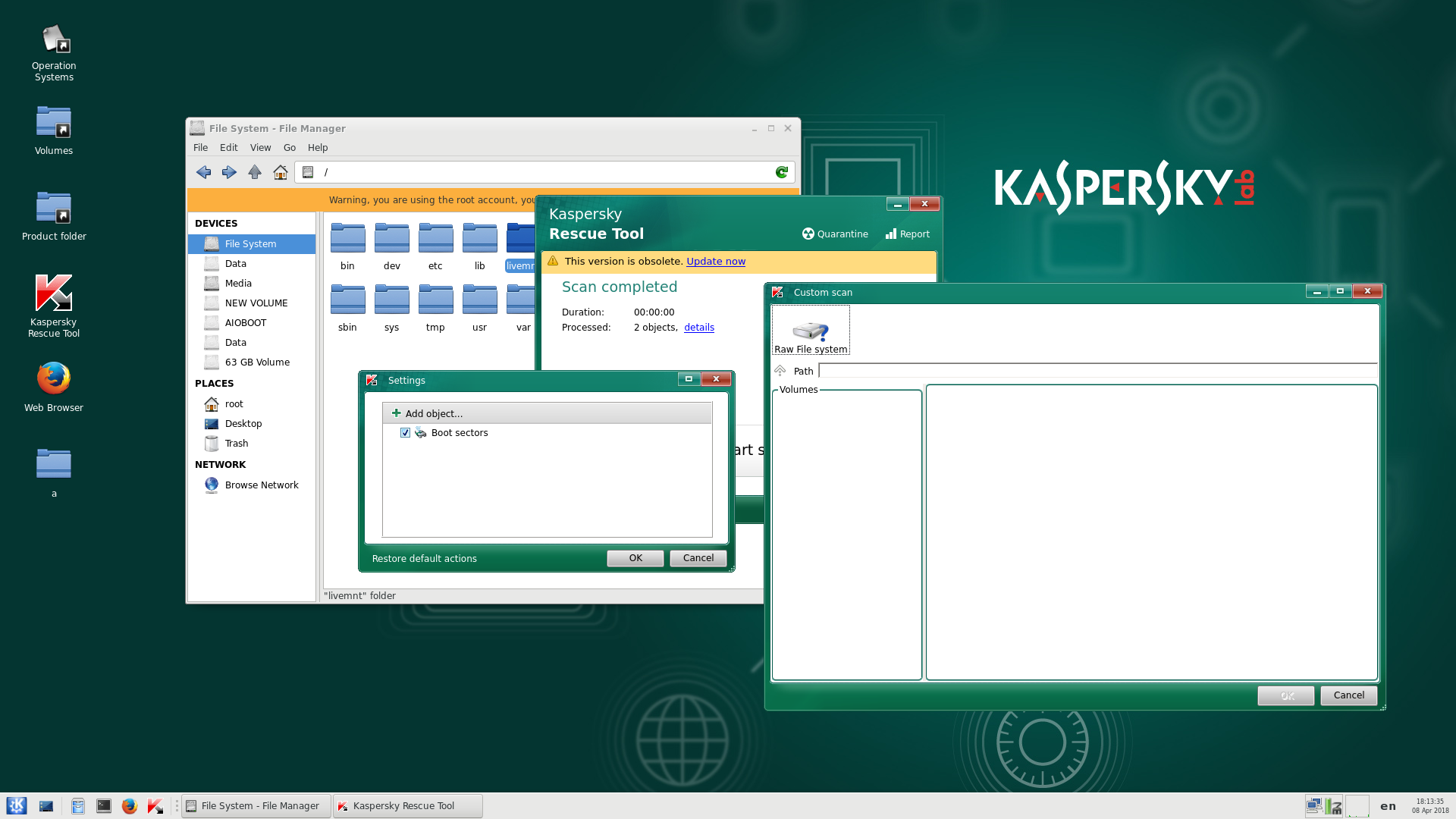 Kaspersky Rescue Disk 18 - скачать бесплатно Kaspersky Rescue Disk 18